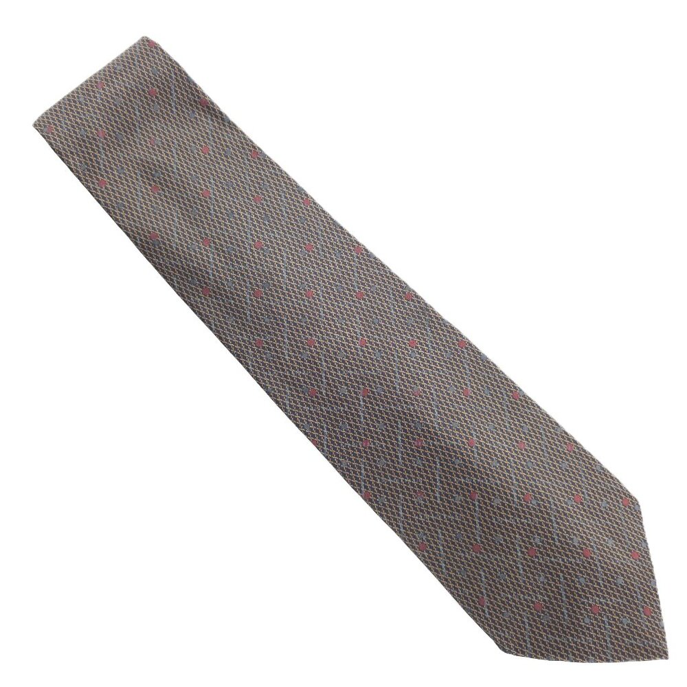 Manhattan Men Necktie 100% Silk Geometric Black Brown Red Size 57x4 - NWOT
